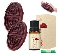 2 Spazzole Massaggianti Meridian con Oli Essenziali da 10 ml e Metro a Nastro da 1.5 m,Spazzola Massaggiante Five Elements Meridian,per Vita,Addome,Testa,Leg (Marrone - Rosa)