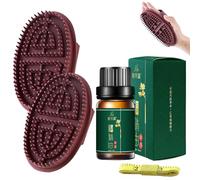 2 Spazzole Massaggianti Meridian con Oli Essenziali da 10 ml e Metro a Nastro da 1.5 m,Spazzola Professionale Meridiana,Spazzola Massaggiante Five Elements Meridian,per Vita,Addome,Testa,Leg