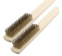 2 Spazzole Mettalliche Per Ferro Legno Vernice Griglie Metalliche Set 2pz Setole in Ottone e Rame Manico in legno Faggio da 25 cm, spazzola per la pulizia della ruggine, superficie 07055