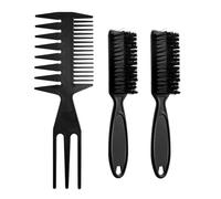 2 spazzole nere per barba con 1 pettine nero per capelli, setole morbide, spazzola per parrucchiere, spazzola per capelli da uomo, accessorio per parrucchiere