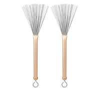 2 spazzole per batteria, spazzola retrattile in filo di acciaio per set di batteria jazz, spazzola per batteria in metallo con lunghezza regolabile e design ad anello sospeso, (M02511 oro)