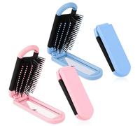 2 spazzole per capelli da viaggio, spazzola per capelli da viaggio con specchio pieghevole per donne e uomini, mini spazzola per capelli bagnata, portatile, compatta, mini spazzola per capelli,