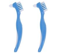 2 spazzole per denti falsi, spazzola per protesi a doppia setola, spazzola per la pulizia della protesi, spazzole portatili per la pulizia della protesi, set di spazzole per la pulizia della protesi