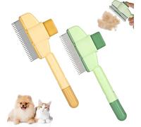 2 spazzole per gatti sottobosco, spazzola per cani a pelo corto, autopulente, pettine per gatti con un pulsante, pettine per pulci per gatti, rimuove i nodi e i peli sciolti