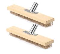 2 spazzole per scopa metallica, 30 cm, con robusto supporto in metallo, scopa metallica, scopa in acciaio inox, spazzola per erbacce, scopa da giardino, spazzola metallica per la rimozione del muschio