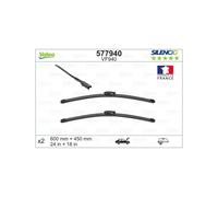 2 Spazzole Tergicristallo VALEO 600mm 450mm Per Renault Dacia Duster