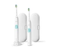 2 SPAZZOLINI ELETTRICI SONICI PHILIPS Sonicare Serie 4300 ProtectiveClean con Custodia da Viaggio Bianchi HX6807/35