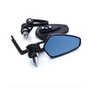 2 Specchietti Retrovisori Per Moto 7/8" 22 Mm In Vetro Blu Per Aprilia Capanord 1200 Rally(Black)