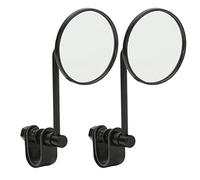 2 specchietti retrovisori per Moto Rotondi in Lega di Alluminio + Vetro Regolabili a 360 Gradi per Manubrio di Ricambio per Stick King GN Neri.