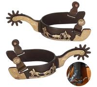 2 speroni da cowboy con ingranaggi girevoli, design retrò in rame e ottone con incisioni, acciaio a basso tenore di carbonio per stivali occidentali