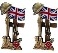2 spille a forma di papavero per il giorno della memoria per non dimenticare la bandiera del Regno Unito, decorazioni memorabilia