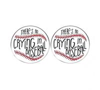 2 spille circolari con bottoni circolari con scritta "There's No Crying in Baseball", spille da bavero sportive da baseball, spille da uomo e da donna in lega di metallo