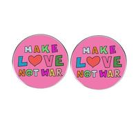 2 spille circolari con scritta "Make Love Not War, Stop War World Peace Lapel Pins for Men's and Women's Peace Propaganda Metal Alloy Badges