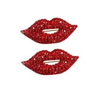 2 spille con strass a forma di labbra rosse, da donna, con strass pieni di strass, spilla creativa e sexy con cristalli, spilla per feste, matrimoni, gioielli, accessori regalo, spille e spille