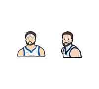 2 spille da bavero a forma di giocatore di basket in stile cartone animato, spille in lega per fan degli atleti, souvenir per giochi di basket, 3cm, Metallo
