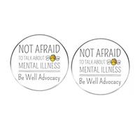 2 spille da bavero con scritta "Not Afraid to Talk About Mental Illness Be Well Advocate", in lega, 3 cm, senza pietre preziose, 3cm(1.2"), Metallo, Nessuna pietra preziosa