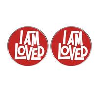 2 spille da bavero I Am Loved, con frase in inglese motivazionale, per uomo e donna, accessori per zaini e cappelli