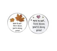 2 spille da bavero motivazionali con scritta "Note to Self Slow Down You're Doing Great Butter", spille da bavero motivazionali per uomo e donna in lega di metallo
