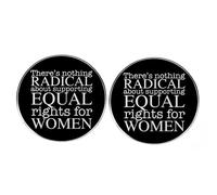 2 spille da bavero per donne con scritta "There's Nothing Radical About Supporting Equal Rights for Woman", in lega di metallo, per vestiti, zaini, cappelli, accessori, 3cm(1.2"), Metallo, Nessuna