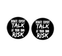 2 spille da dibattito esperto parlare a proprio rischio e pericolo, spille da bavero in lega con citazione divertente per dibattiti, regali per team di dibattiti, club di discorso e insegnanti