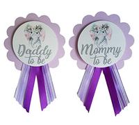 2 spille da doccia per bambini con elefante per mamma e papà per essere e papà da indossare per genitori, viola e bianco, It's a Girl Baby Sprinkle, Misura unica