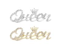 2 spille da donna a forma di corona da regina, con strass, alla moda, alla moda, lussuose, spille da bavero, accessori per abiti e abbigliamento, Placcato oro, Cristallo
