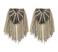 2 spille da spalla con catena con nappa, con perline, stile punk, frangia e spalline, uniformi, spille da spalla, Medium, Metallo, Non pietra preziosa