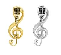 2 spille delicate a forma di nota musicale per donne strass chiave di G spille musicali sciarpa giacche vestito abito spose spilla musicista bouquet gioielli da sposa regali, Grande, Lega di acciaio
