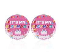 2 Spille di Buon Compleanno, Spilla da 5,8 cm “It's My Birthday“ Spilla Carina Ragazzi e Ragazze Decorazioni per Feste Regali per Donne e Uomini (Rosa)