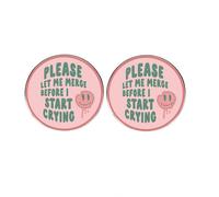 2 spille divertenti con frase in lingua inglese "Please Let Me Merge Before I Start Crying", in lega di metallo, 3 cm, senza pietre preziose, 3cm(1.2"), Metallo, Nessuna pietra preziosa