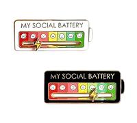 2 spille My Social Battery Pin, spilla divertente per l'umore sociale 7 giorni, spilla per l'umore sociale, spilla per emoji, spilla divertente per la protezione