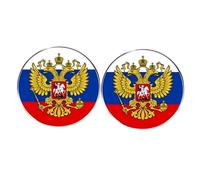 2 spille per stemma della bandiera della Russia, spille rotonde con logo della Russia, distintivi in lega metallica per eventi maschili e femminili
