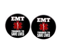 2 spille rotonde EMT per salvare vite umane, spille da bavero EMT per la consapevolezza del primo soccorso, distintivi in lega di metallo per uomini e donne