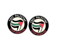 2 spille smaltate con bandiera della Palestina Stop , spilla da bavero con bandiera della Palestina, spilla circolare in lega palestinese