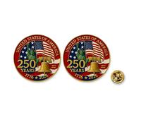 2 spille smaltate per il 250° compleanno dell'America, spilla da bavero placcata oro per anniversario di 250 anni, accessori da collezione Patriot USA per il Giorno dell'Indipendenza del Patriota, One