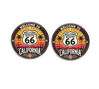 2 spille vintage Route 66 "Mother Road" California, spilla a bottone in lega, design retrò da viaggio per giacche, borse e cappelli