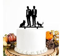 2 Sposi con Cane Gatto Torta Toppers Stesso Sesso Silhouette Cake Toppers Gay Omosessuale Gay Wedding Decor LGBT Toppers