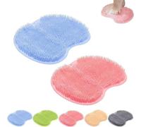 2 spugne esfolianti in silicone per tappetino da doccia, antiscivolo, con maschera per la pelle dura e la schiena, esfoliante con setole morbide, accessori da bagno (rosa biue)