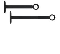 2 Staffe da parete estensibili e regolabili per asta per tende, Ø 20 mm, lunghezza 15-19,5 cm, colore nero, (1 set di 2 staffe per asta)