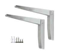 2 staffe for mensole pieghevoli da parete in acciaio inox, resistenti, a forma di L, for tavoli galleggianti, supporto fai da te for piano di lavoro, con viti, argento(350mm(13.8in))