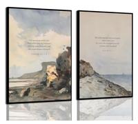 2 stampe artistiche da parete con versi della Bibbia, salmo 121:1-2 e 27:1, stampe su tela cristiane, scritture motivazionali, vintage, pittura ad acquerello, poster religiosi ispiratori, decorazione