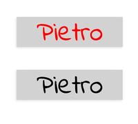 2 Stampe Personalizzate con Nome Pietro: Rossa e Nera, Certificate e Facili da Applicare (Modello Indy 2RN Pietro)