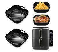 2 stampi Airfryer in silicone per friggitrice ad aria calda, accessori per friggitrice ad aria calda Gourmetmaxx, doppia camera verticale, 10 l (2 x 5 l), 2 camere, riutilizzabili Airfryer in silicone