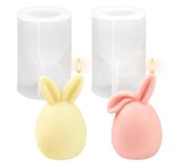2 Stampi Coniglio di Pasqua Silicone, Stampo in Silicone Coniglio di Pasqua 3D, Stampi in Silicone per Candele Pasquale, Stampo per Coniglietto Pasquale per Cioccolato Candele Sapone Torte Gelatina