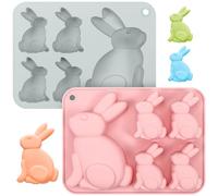 2 Stampi Coniglio di Pasqua Silicone, Stampo in Silicone Coniglio di Pasqua, Stampo Cioccolatini Pasquali, Stampo per Torta Coniglietto Pasquale, per Cioccolato Candele Sapone Torte Gelatina