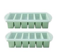 2 stampi grandi per cubetti di ghiaccio in silicone con coperchio, 6 fori, contenitore per congelamento per zuppa, contenitore per cubetti di ghiaccio, contenitore in silicone per salsa o burro
