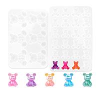 2 stampi in silicone 3D a forma di orsetto, stampi in resina siliconica a forma di animale realizzati flessibili antiaderenti per colata epossidica fai da te, portachiavi, ornamenti, artigianato,