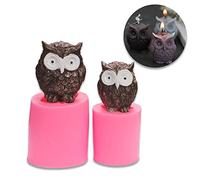 2 stampi in silicone 3D per candele a forma di gufo, per realizzare torte, cioccolato, candele in resina, per aromaterapia, cera, sapone, fiori, campioni di argilla