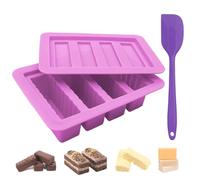 2 stampi in silicone a 4 cavità, per cioccolato, in silicone profondo con spatola, kit di stampi in silicone per cioccolato Dubai, barrette energetiche, muffin, cialde, sapone fai da te (viola)