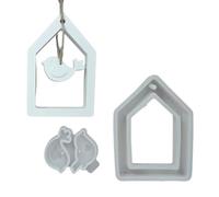 2 stampi in silicone a forma di casetta con uccellino, per decorazioni domestiche